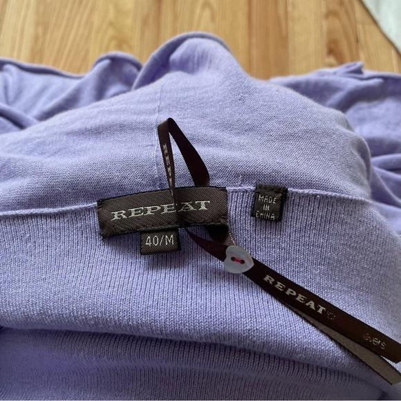 Repeat Soft Viscose Bamboo Blend Pastel Purple Tie Front Cardigan Sweater EUC M - Picture 6 of 9